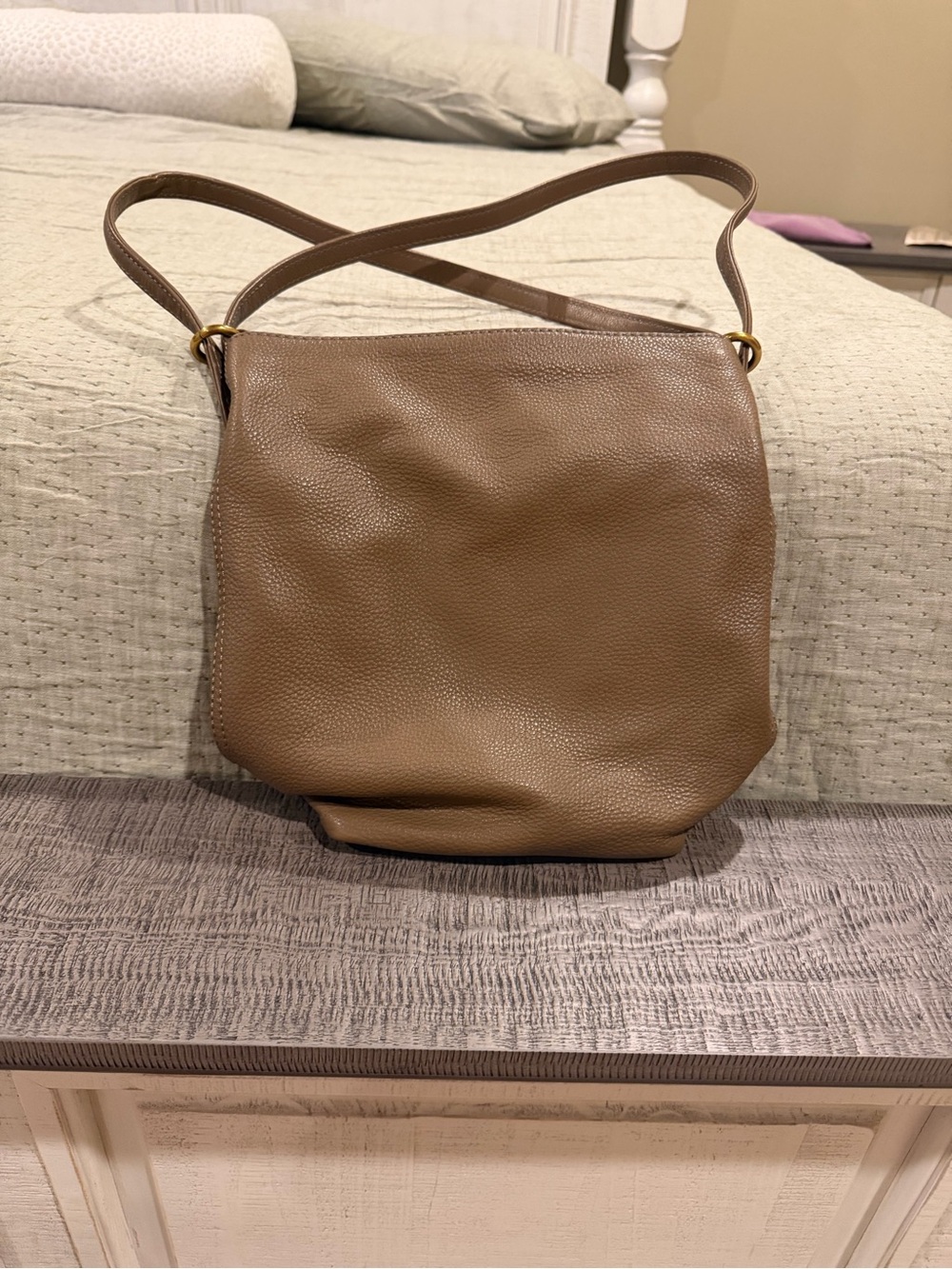 HOBO Pebbled Leather Shoulder Bag in Taupe